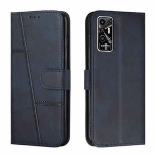 For Tecno Pova 2 Stitching Calf Texture Buckle Leather Phone Case(Blue)