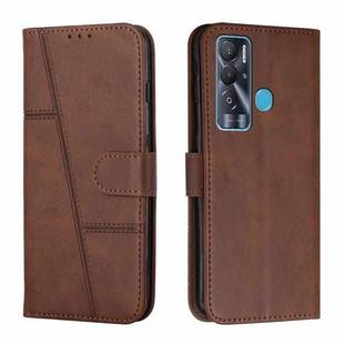 For Tecno Pova Neo Stitching Calf Texture Buckle Leather Phone Case(Brown)