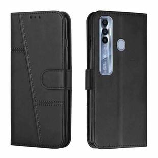 For Tecno Spark 7 Pro Stitching Calf Texture Buckle Leather Phone Case(Black)