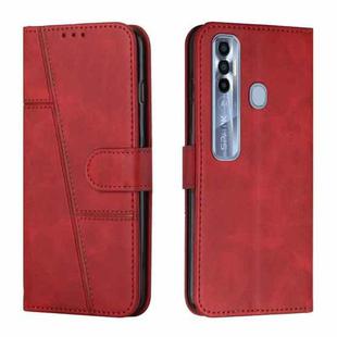 For Tecno Spark 7 Pro Stitching Calf Texture Buckle Leather Phone Case(Red)