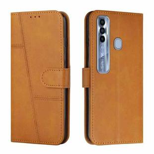 For Tecno Spark 7 Pro Stitching Calf Texture Buckle Leather Phone Case(Yellow)