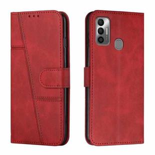 For Tecno Spark 7 / 7T Stitching Calf Texture Buckle Leather Phone Case(Red)