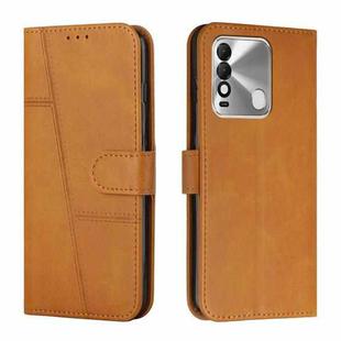 For Tecno Spark 8 Stitching Calf Texture Buckle Leather Phone Case(Yellow)