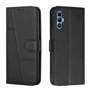 For Tecno Spark 8P Stitching Calf Texture Buckle Leather Phone Case(Black)