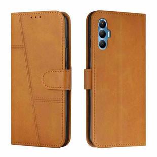 For Tecno Spark 8P Stitching Calf Texture Buckle Leather Phone Case(Yellow)