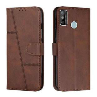 For Tecno Spark Go 2020 / Spark 6 Go Stitching Calf Texture Buckle Leather Phone Case(Brown)