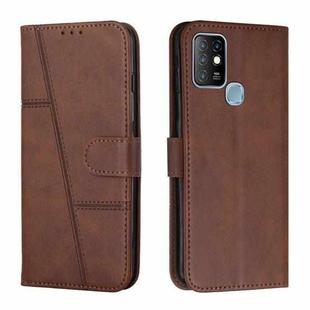 For Infinix Hot 10 Stitching Calf Texture Buckle Leather Phone Case(Brown)