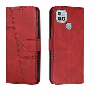 For Infinix Hot 10i Stitching Calf Texture Buckle Leather Phone Case(Red)