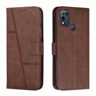 For Infinix Hot 10 Play / Smart 5 2021 Stitching Calf Texture Buckle Leather Phone Case(Brown)