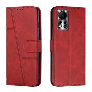 For Infinix Hot 11S NFC Stitching Calf Texture Buckle Leather Phone Case(Red)