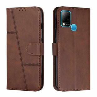 For Infinix Hot 10S / 10T / 10S NFC Stitching Calf Texture Buckle Leather Phone Case(Brown)