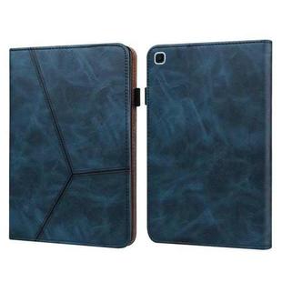 For Samsung Galaxy Tab S6 Lite P610/P615 Solid Color Embossed Striped Leather Tablet Smart Case(Blue)