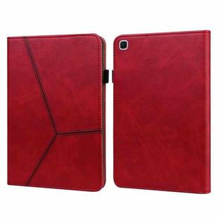 For Samsung Galaxy Tab S6 Lite P610/P615 Solid Color Embossed Striped Leather Tablet Smart Case(Red)