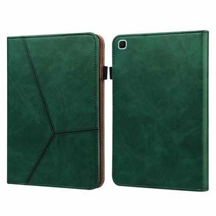 For Samsung Galaxy Tab S6 Lite P610/P615 Solid Color Embossed Striped Leather Tablet Smart Case(Green)