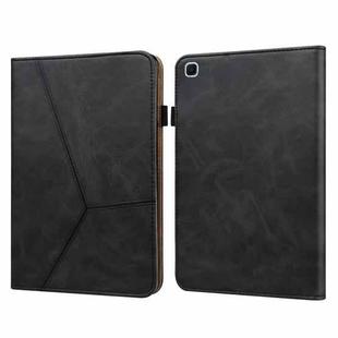 For Samsung Galaxy Tab S6 Lite P610/P615 Solid Color Embossed Striped Leather Tablet Smart Case(Black)