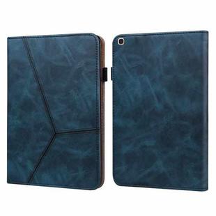 For Samsung Galaxy Tab A 10.1 (2019) T510 Solid Color Embossed Striped Leather Tablet Case(Blue)