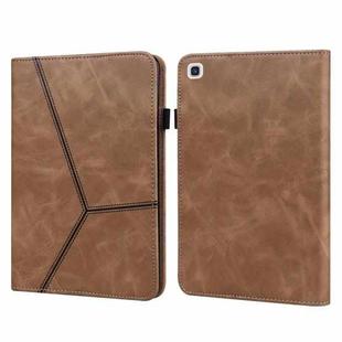 For Samsung Galaxy Tab A7 10.4 (2020) T500/T505 Solid Color Embossed Striped Leather Tablet Case(Brown)