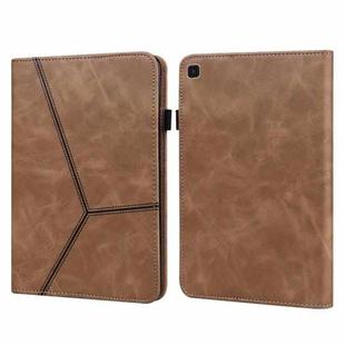For Samsung Galaxy Tab A7 Lite T220/T225 Solid Color Embossed Striped Leather Tablet Smart Case(Brown)