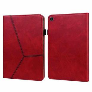 For Samsung Galaxy Tab A7 Lite T220/T225 Solid Color Embossed Striped Leather Tablet Smart Case(Red)