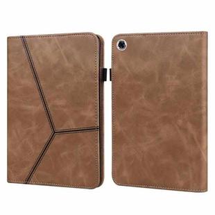 For Samsung Galaxy Tab A8 10.5 (2021) Solid Color Embossed Striped Leather Tablet Case(Brown)