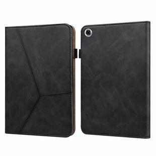 For Samsung Galaxy Tab A8 10.5 (2021) Solid Color Embossed Striped Leather Tablet Case(Black)