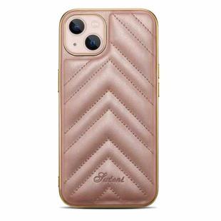 D-03 PU Leather + TPU + PC + Electroplated Phone Case For iPhone 13(Rose Gold)