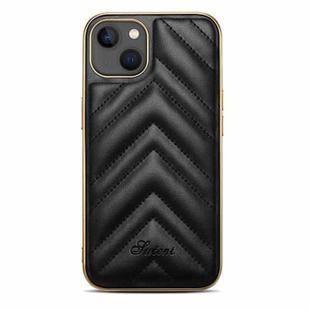 D-03 PU Leather + TPU + PC + Electroplated Phone Case For iPhone 13(Black)