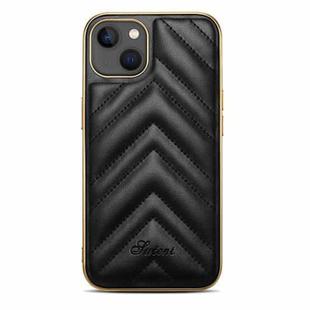 For iPhone 13 Pro Max D-03 PU Leather + TPU + PC + Electroplated Phone Case (Black)