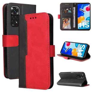 For Xiaomi Redmi Note 11 4G International/11S 4G International Stitching-Color PU Leather Phone Case(Red)