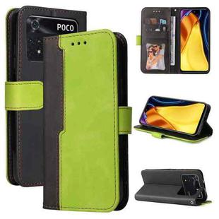 For Xiaomi Poco M4 Pro 4G Stitching-Color PU Leather Phone Case(Green)