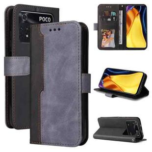 For Xiaomi Poco M4 Pro 4G Stitching-Color PU Leather Phone Case(Grey)