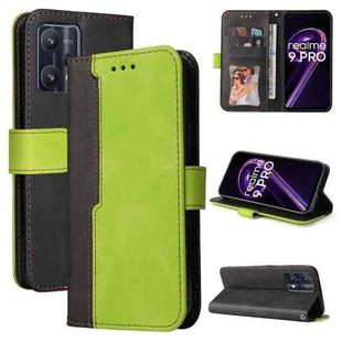 For OPPO Realme 9 Pro / V25 Stitching-Color PU Leather Phone Case(Green)