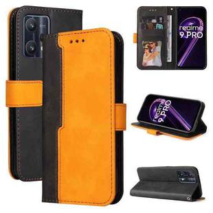 For OPPO Realme 9 Pro / V25 Stitching-Color PU Leather Phone Case(Orange)