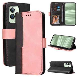 For OPPO Realme GT2 Pro Stitching-Color PU Leather Phone Case(Pink)