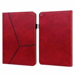 Solid Color Embossed Striped Smart Leather Case For iPad 5 / 6 / 7 / 8 2017(Red)