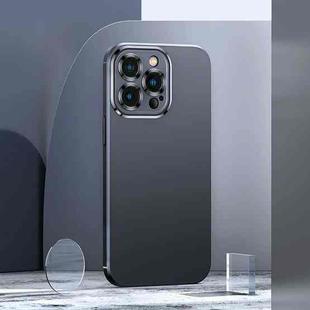 For iPhone 13 Pro Metal Lens Liquid Silicone Phone Case (Black)