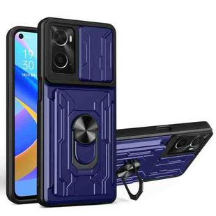 For OPPO Realme 9i / A36 / A76 Sliding Camshield Card Phone Case(Sapphire Blue)