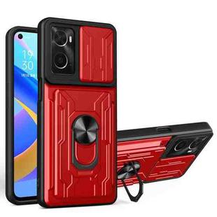 For OPPO Realme 9i / A36 / A76 Sliding Camshield Card Phone Case(Red)