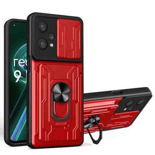 For OPPO Realme 9 Pro Sliding Camshield Card Phone Case(Red)