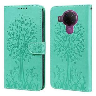 For Nokia 3.4 / 5.4 Tree & Deer Pattern Pressed Flip Leather Phone Case(Green)
