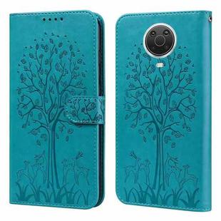 For Nokia G20 / G10 / 6.3 Tree & Deer Pattern Pressed Flip Leather Phone Case(Blue)