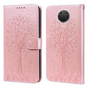 For Nokia G20 / G10 / 6.3 Tree & Deer Pattern Pressed Flip Leather Phone Case(Pink)