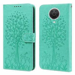 For Nokia G20 / G10 / 6.3 Tree & Deer Pattern Pressed Flip Leather Phone Case(Green)