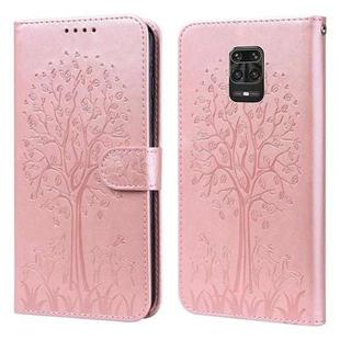 For Xiaomi Redmi Note 10 Lite Tree & Deer Pattern Pressed Flip Leather Phone Case(Pink)