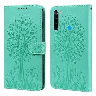 For Xiaomi Redmi Note 8 2021 / Note 8 Tree & Deer Pattern Pressed Flip Leather Phone Case(Green)