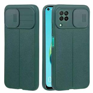 For Huawei P40 Lite / nova 7i Litchi Texture Sliding Camshield TPU Phone Case(Dark Green)