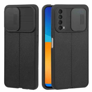 For Huawei Y7a / P Smart 2021 Litchi Texture Sliding Camshield TPU Phone Case(Black)