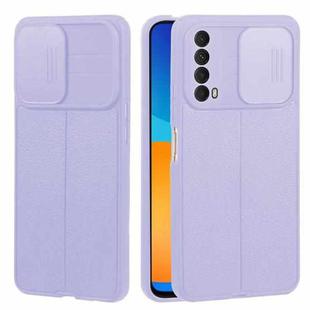 For Huawei Y7a / P Smart 2021 Litchi Texture Sliding Camshield TPU Phone Case(Light Purple)