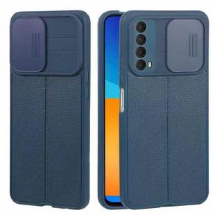 For Huawei Y7a / P Smart 2021 Litchi Texture Sliding Camshield TPU Phone Case(Blue)