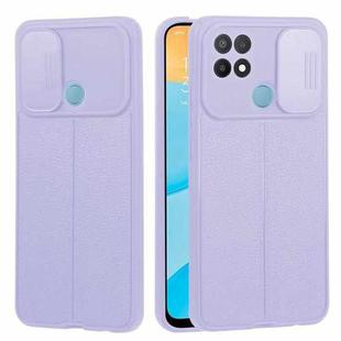 For OPPO A15 / A15s Litchi Texture Sliding Camshield TPU Phone Case(Light Purple)